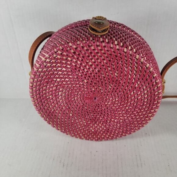 Boho Round Beach Summer Cottage Coastal Boho Hippie Straw Woven Crossbody Bag - Picture 5 of 8